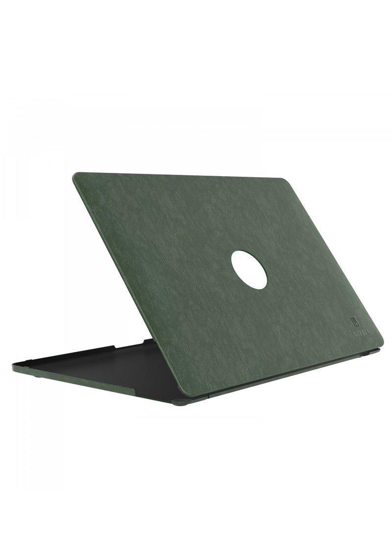 LEVELO Macbook Air 15.3inch Gevena Leather / Lightweight and Ultra-Thin / Precise Cutouts - Dark Green - Image 3