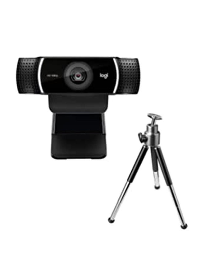 لوجيتيك كاميرا ويب C922 Pro Stream، HD 1080p/30fps أو HD 720p/60fps بث فائق السرعة، صوت ستيريو، تصحيح الضوء عالي الدقة، تركيز تلقائي، لليوتيوب، Twitch، XSplit، الكمبيوتر الشخصي/Mac/الكمبيوتر المحمول/Macbook/الكمبيوتر اللوحي أسود أسود - Image 1