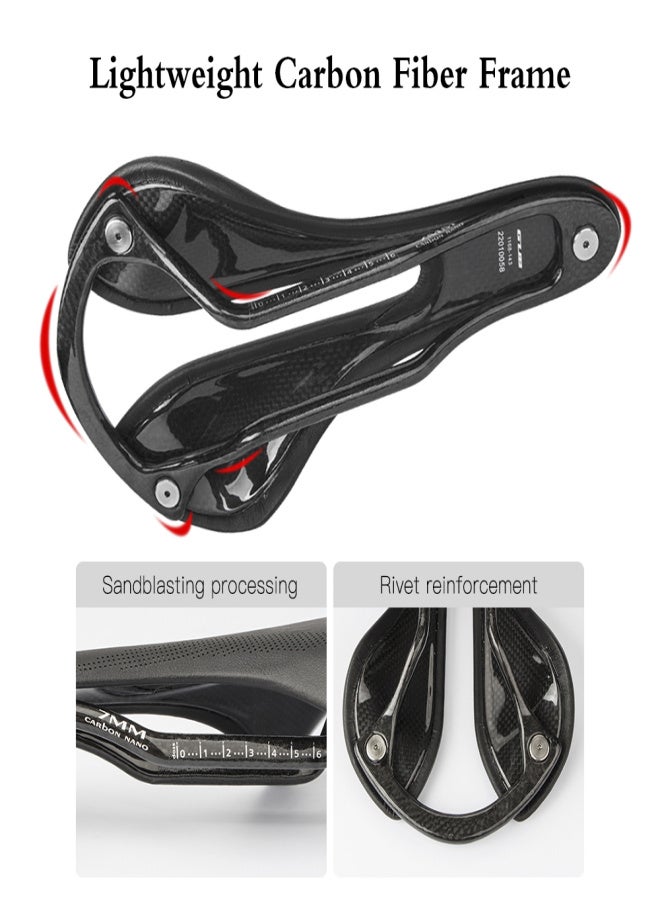 GUB Bike Seat Lightweight Carbon Fiber Bicycle Saddle Cushion with Micro Leather Cover for Road Bike and Mountain Bike - Image 5