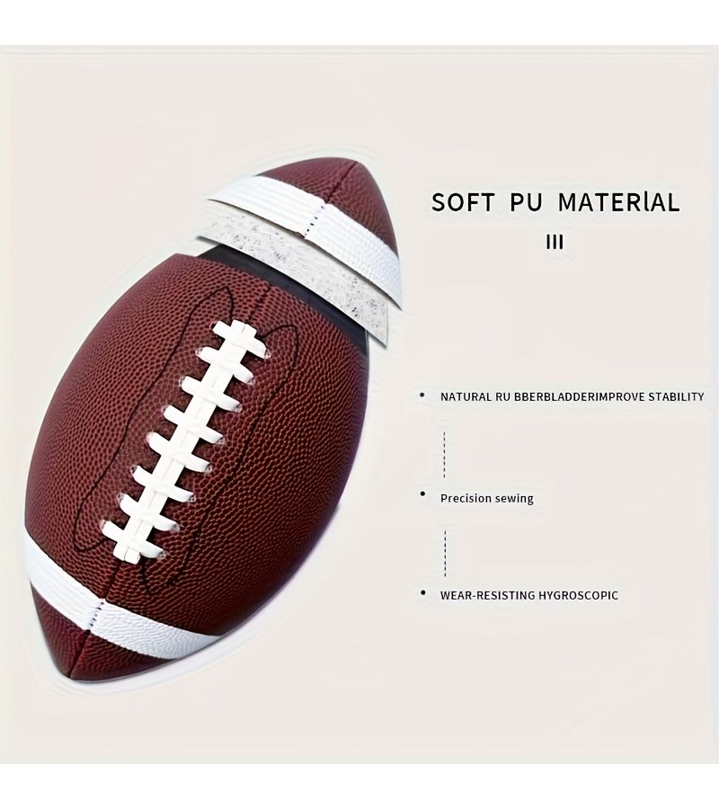 1pc Machine Stitched Non Slip Wear Resistant Brown Rugby Training Ball Number 6 - Image 4