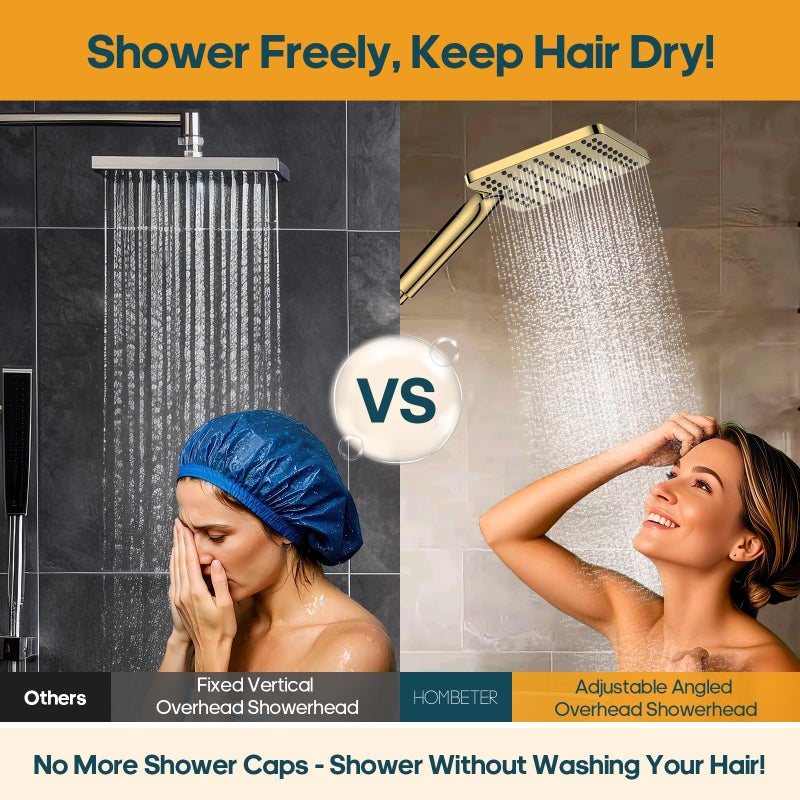 Hombeter Filtered Shower Head with Handheld Spray Combo High Pressure Rain Shower Head Dual Shower Head with Filters - Removes Chlorine Height Adjustable & Built-in Power Wash (Gold) - Image 5