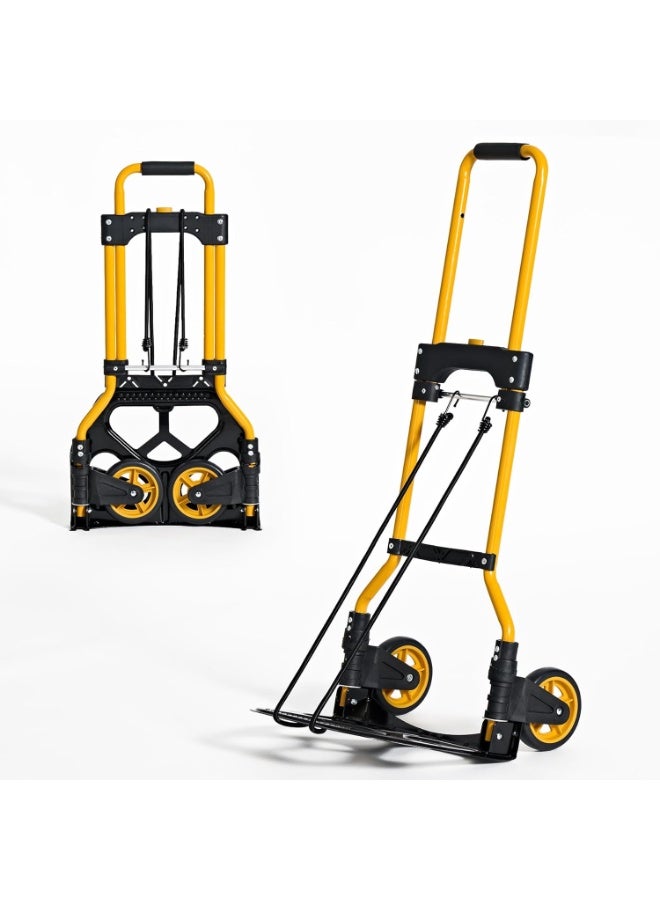 Stanley Heavy-Duty Folding Hand Cart – 85 kg Capacity Trolley – Aluminium Alloy Frame with Telescopic Rubber Handle – Portable Utility Cart for Office, Warehouse, Home, Shopping – Yellow  - Image 5