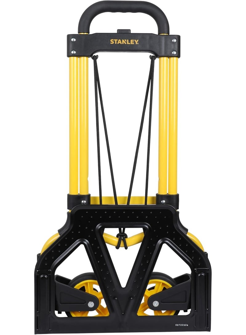 Stanley Heavy-Duty Folding Hand Cart – 85 kg Capacity Trolley – Aluminium Alloy Frame with Telescopic Rubber Handle – Portable Utility Cart for Office, Warehouse, Home, Shopping – Yellow  - Image 2