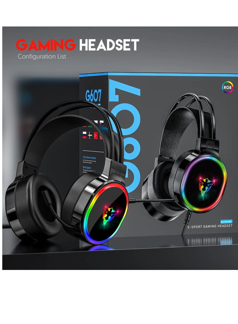 ار جي بي سماعة رأس ميكروفون مضيئة للألعاب G607 RGB - Image 1