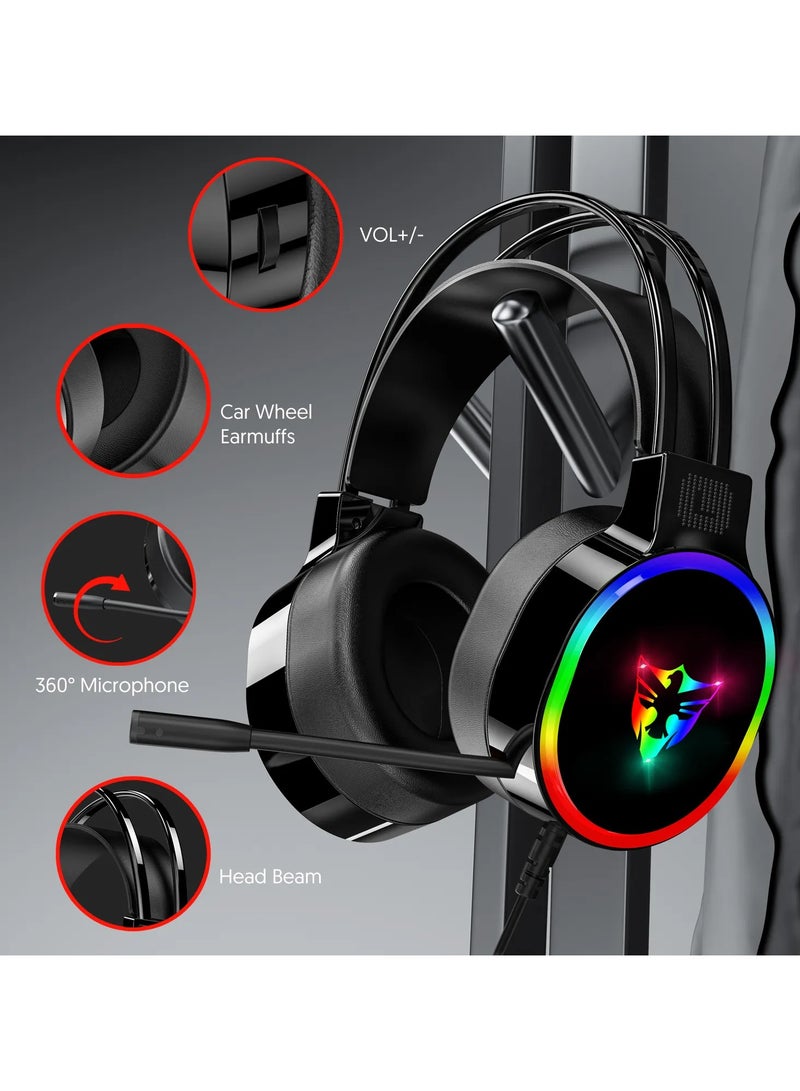 ار جي بي سماعة رأس ميكروفون مضيئة للألعاب G607 RGB - Image 2