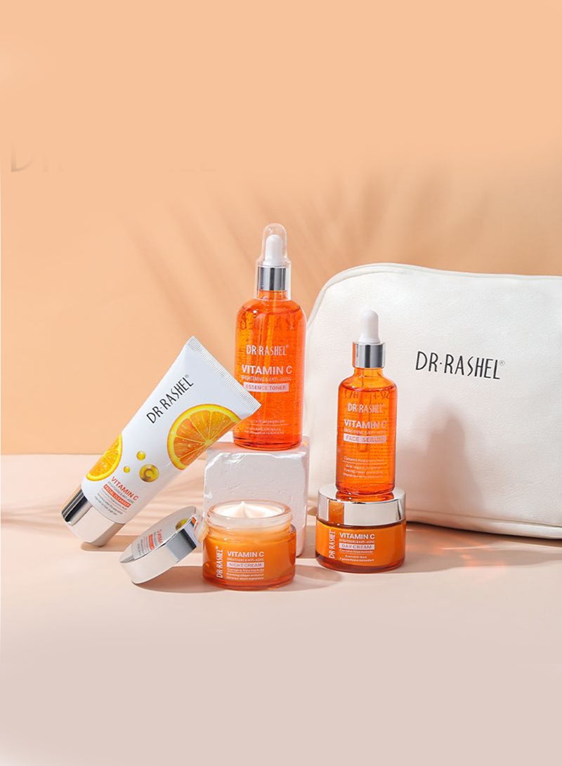 DR. RASHEL Vitamin C For Skin Care Set Facial Cleanser 80 g, Cleansing Milk 100 Ml, Essence Toner 100 Ml, Face Serum 50 Ml, Face Cream 50 جرامmm - Image 3