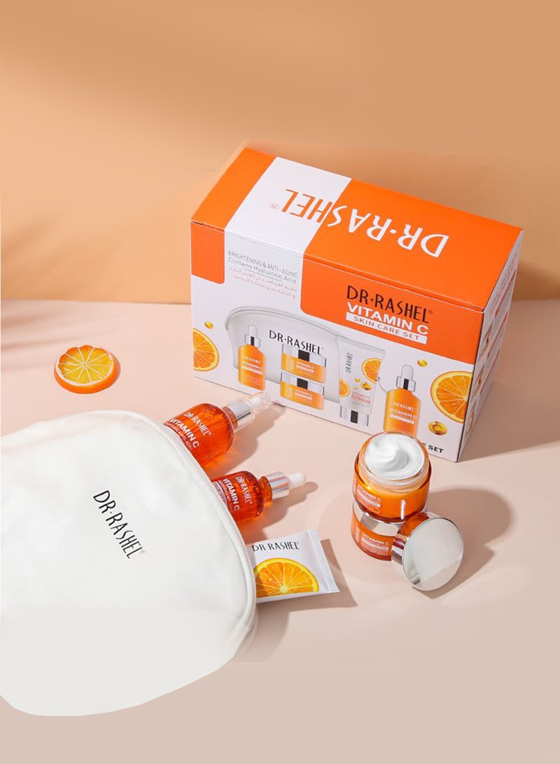 DR. RASHEL Vitamin C For Skin Care Set Facial Cleanser 80 g, Cleansing Milk 100 Ml, Essence Toner 100 Ml, Face Serum 50 Ml, Face Cream 50 جرامmm - Image 1