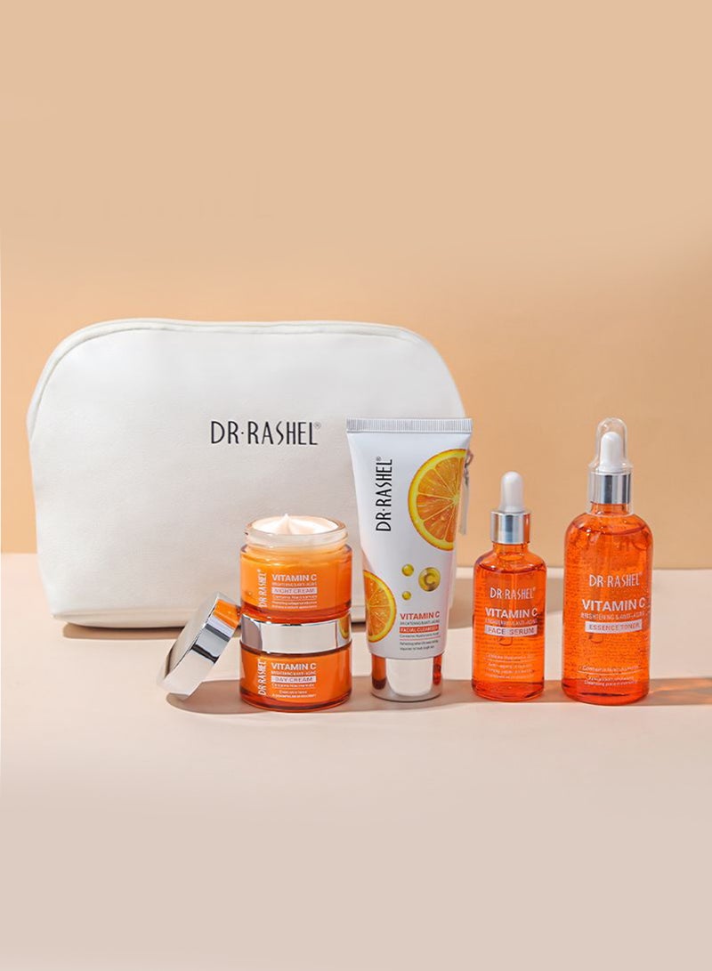 DR. RASHEL Vitamin C For Skin Care Set Facial Cleanser 80 g, Cleansing Milk 100 Ml, Essence Toner 100 Ml, Face Serum 50 Ml, Face Cream 50 جرامmm - Image 2