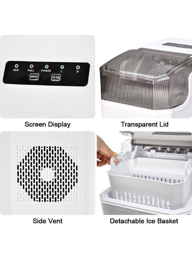 SLIVERS CRIEST 150W Portable Ice Maker Machine, Fast 6–10 Minute Ice Making, 12–15kg Daily Capacity, Automatic Cleaning, Adjustable Bullet Ice Size, 1.5L Water Tank, Compact Countertop Ice Maker for Home, Kitchen, Office and Events - Image 5