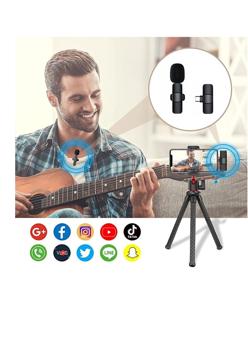 Wireless Lavalier Microphone for Type-C, Plug & Play Lapel Clip-on Mini Mic for gaming Video Recording - Noise Reduction Bluetooth - Image 2