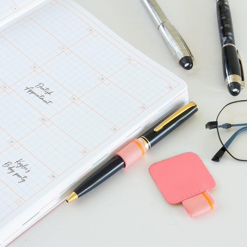 NEORAH —Pen Loop for Diaries,Planners,journals,notebooks| Pack of 2|Self Adhesive Pen Loop|Peel & Stick|Elastic Loop for Pen Even for Big Barrels |Durable Vegan Leatherette - Size(5.5 x4 cm) – Pink - Image 4