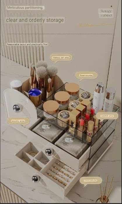 Azelf Cosmetic Storage Box Desktop Skincare Finishing Box Dressing Table Lipstick Storage Rack Elegant look Asthetic view - Image 4