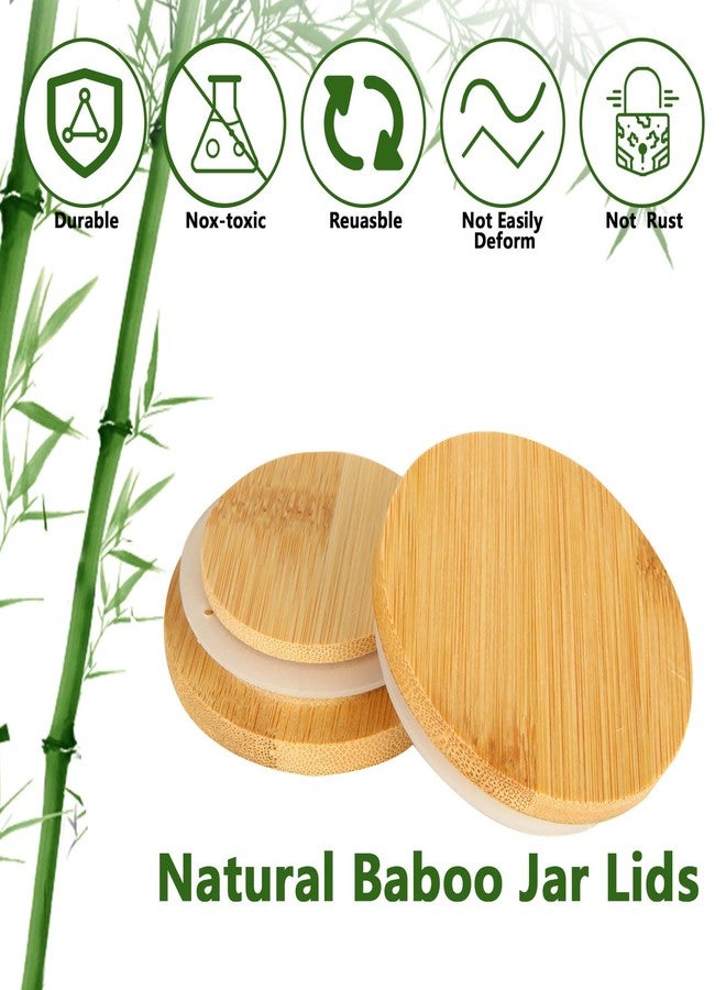 MIVIDE 24 Pack Yogurt Jar Lids Set, Natural Bamboo Oui Yogurt Jar Lids with Silicone Sealing Ring, Reusable Wooden Jar Lids for Mugs and Jars - Image 3