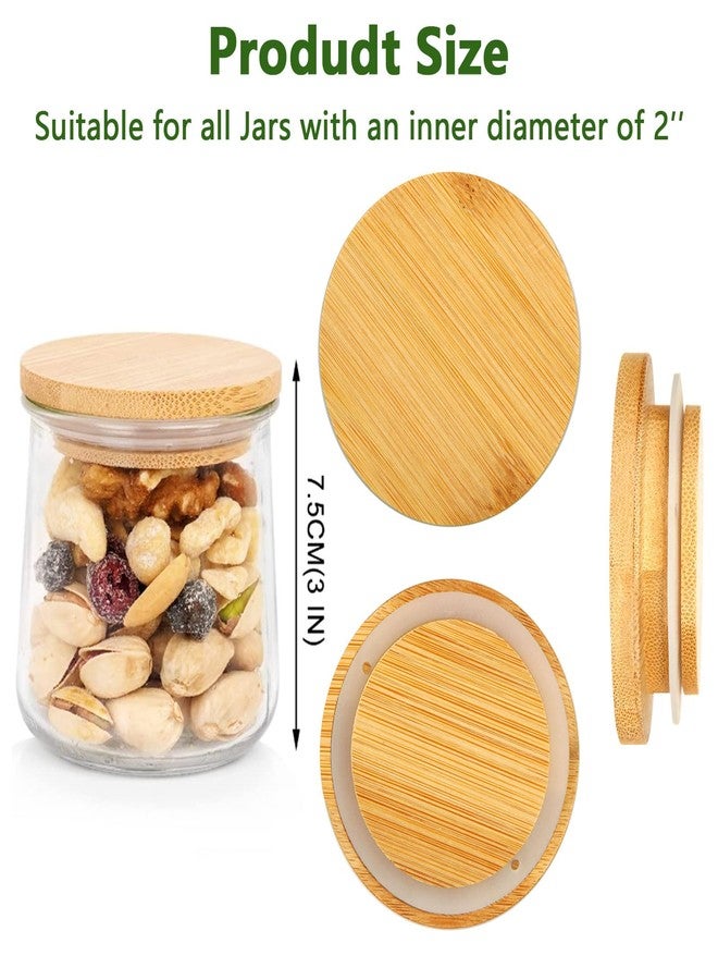 MIVIDE 24 Pack Yogurt Jar Lids Set, Natural Bamboo Oui Yogurt Jar Lids with Silicone Sealing Ring, Reusable Wooden Jar Lids for Mugs and Jars - Image 2