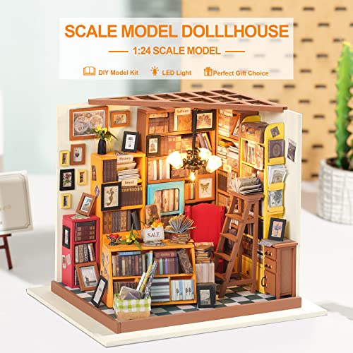 RoWood DIY Miniature Dollhouse Kit, 1:24 Scale Tiny House Building Kits - Sam's Study - Image 2
