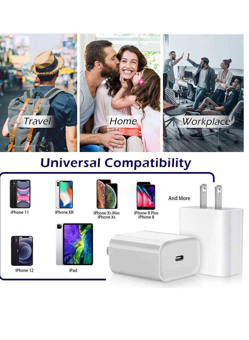 Generic 20W Fast iPhone Charger PD 3.0 USB C Charger Adapter with USB C Cable Compatible for iPhone Charger 13, 12, 11, Mini, X Series and Later (Charger) - Image 4