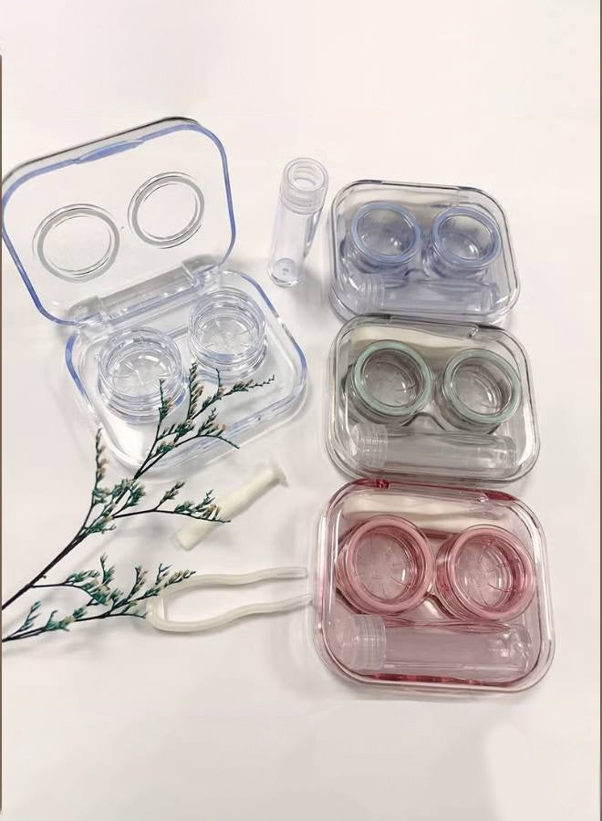3 Piece Clear Contact Lens Case Flip Lid, Leakproof Contact Lens Case Holder, Cute Contact Lens Kit with Tweezer Removal Tool Solution Bottle, Suitable for Travel and Home Use, 3 Colors - Image 4