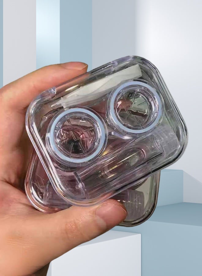 3 Piece Clear Contact Lens Case Flip Lid, Leakproof Contact Lens Case Holder, Cute Contact Lens Kit with Tweezer Removal Tool Solution Bottle, Suitable for Travel and Home Use, 3 Colors - Image 3