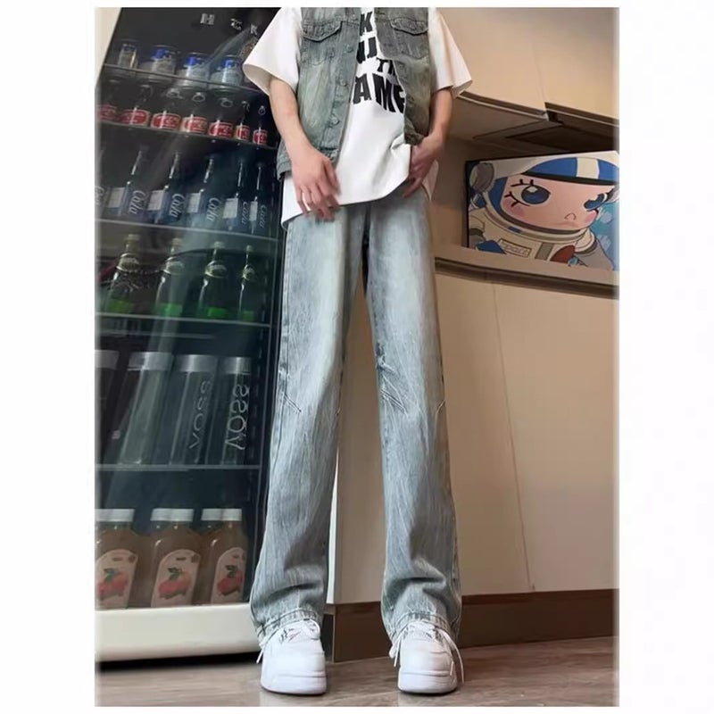 Unisex Classic Denim Jeans Loose Fit Daily Outdoor Wear - Image 1
