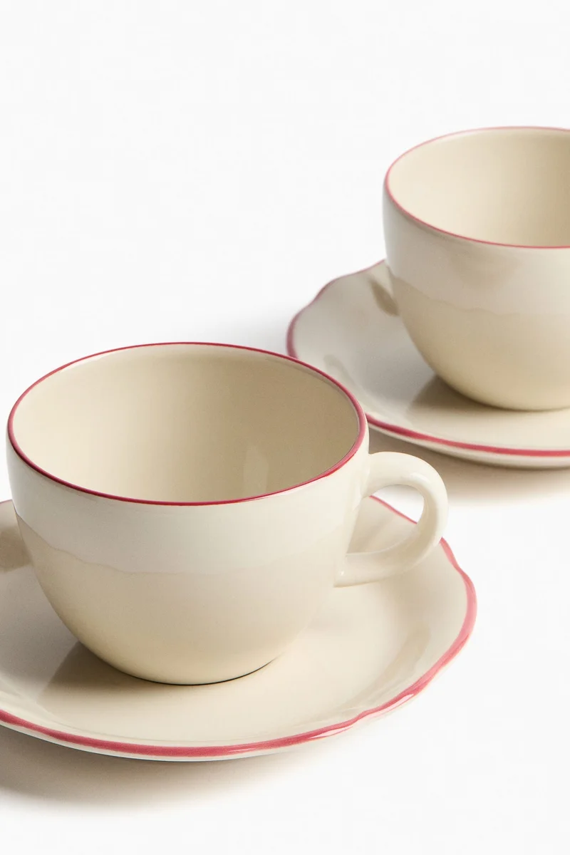 H&M 2-pack stoneware cup and saucer