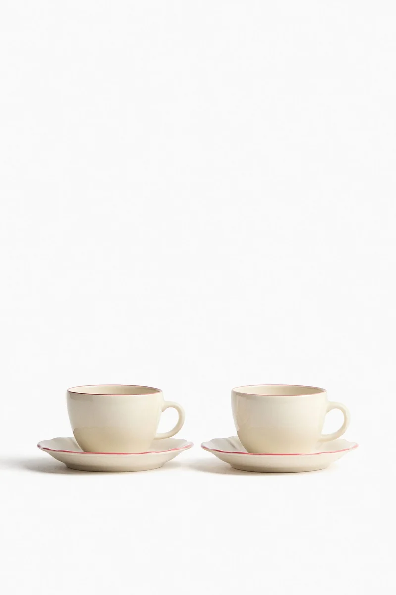 H&M 2-pack stoneware cup and saucer