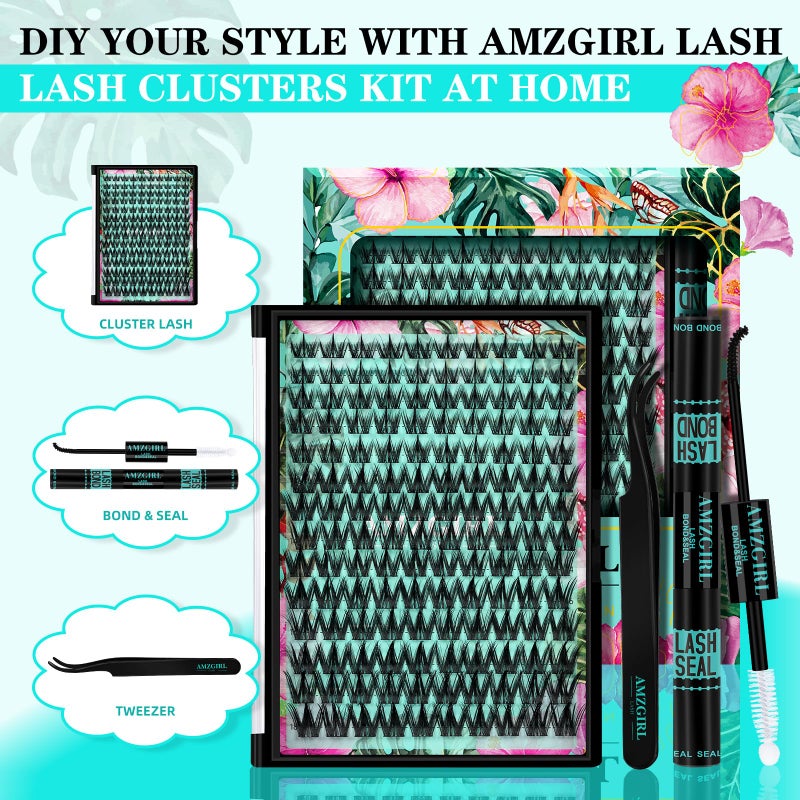AMZGIRL LASH Lash Clusters Kit 140pcs Manga Lash Extension Kit Anime Cluster Lashes Natural Look with Waterproof Lash Bond and Seal, Lash Tweezer with Wet Look Ultra-Thin Band Anime Lashes(Puppy-Kit,C-10-18mm) - Image 2