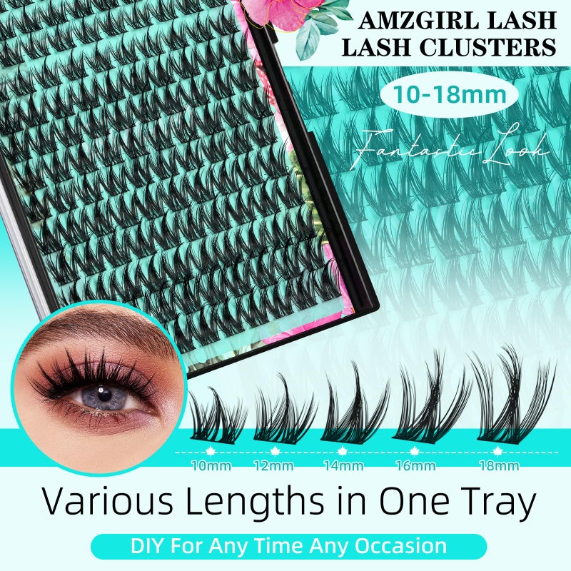 AMZGIRL LASH Lash Clusters Kit 140pcs Manga Lash Extension Kit Anime Cluster Lashes Natural Look with Waterproof Lash Bond and Seal, Lash Tweezer with Wet Look Ultra-Thin Band Anime Lashes(Puppy-Kit,C-10-18mm) - Image 3
