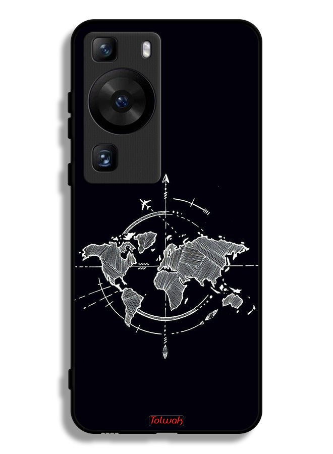 Tolwak Huawei P60 Pro Protective Case Cover Compass Art - Image 1