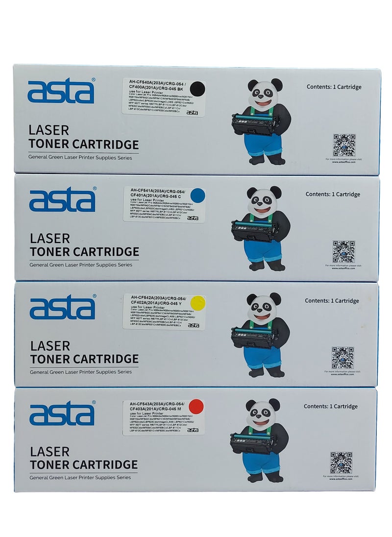 Asta Compatible Toner With Cartridge HP 201A Full Set Toner Works With Hp Color Printers Laserjet Pro MFP M277n M277dw M277c6 M274n Pro M252dw M252n  Replacement Toner for CF400A/CF401A/CF402A/CF403A Black/Cyan/Yellow/Magenta 