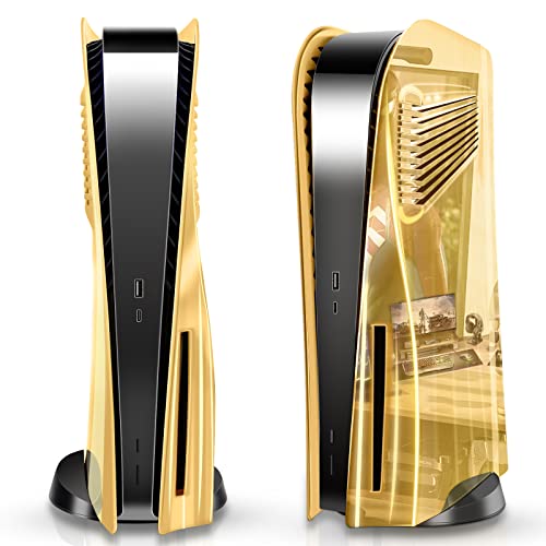 SIKEMAY PS5 Cover Plates for PlayStation 5 Console Disc Edition, PS5 Accessories Face Plates Side Shell with Cooling Fan Vents, Hard Shockproof Protective Custom Dust Skin Covers Case (Plating Gold) - Image 1