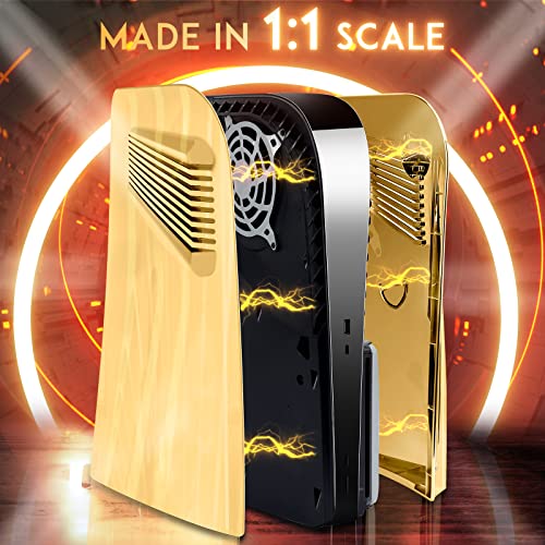 SIKEMAY PS5 Cover Plates for PlayStation 5 Console Disc Edition, PS5 Accessories Face Plates Side Shell with Cooling Fan Vents, Hard Shockproof Protective Custom Dust Skin Covers Case (Plating Gold) - Image 4
