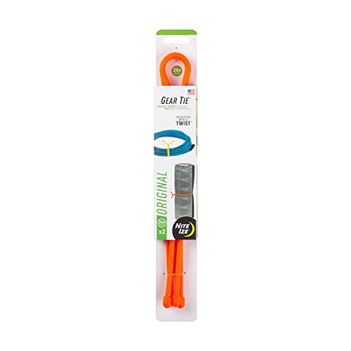 Nite Ize Gear Tie Reusable Rubber Twist Tie 24", 2-Pack, Bright Orange New Packaging - Image 1