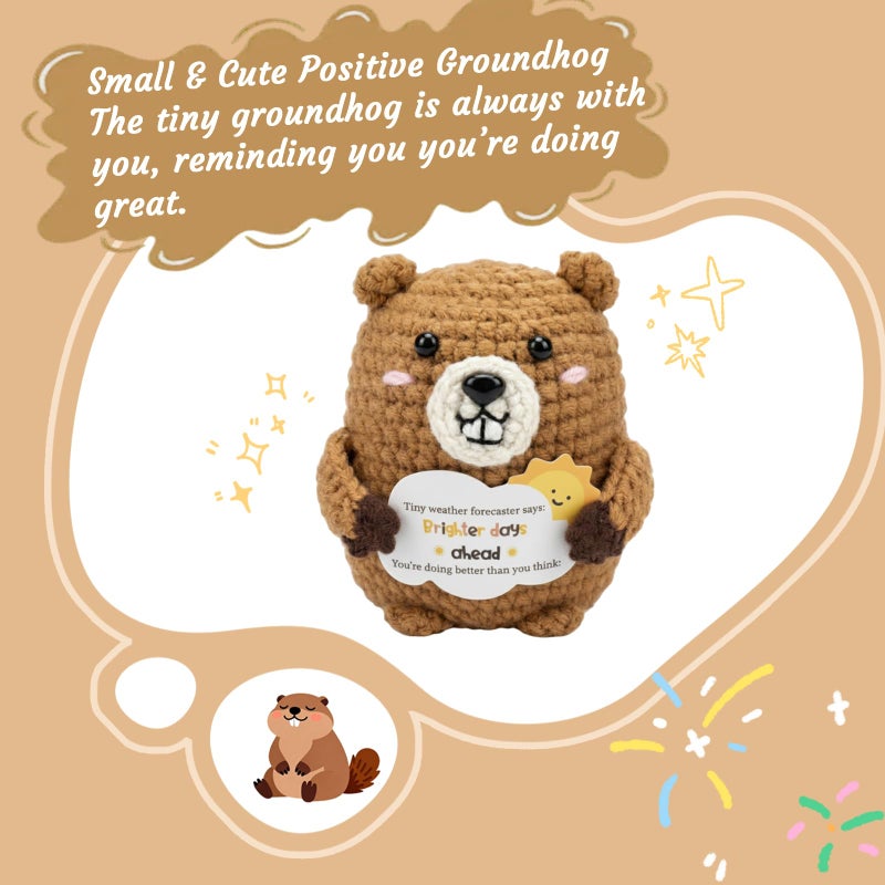 MHSMHL Emotional Support Crochet Groundhog, Funny Groundhog Day Gifts for Teens, Get Well Soon Gifts for Women Men, Birthday Graduation Gift for Friend Sister Bestie College Students Coworkers - Image 2