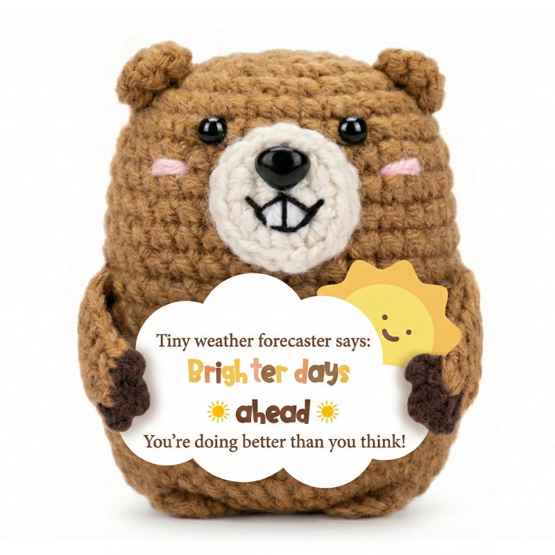 MHSMHL Emotional Support Crochet Groundhog, Funny Groundhog Day Gifts for Teens, Get Well Soon Gifts for Women Men, Birthday Graduation Gift for Friend Sister Bestie College Students Coworkers - Image 1