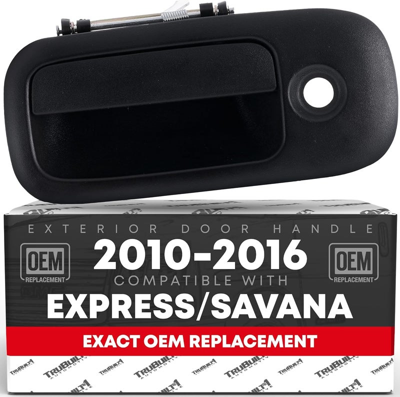 T1A TRUBUILT1 AUTOMOTIVE Exterior Door Handle - Front Left Driver Side for 2010-2016 GM Express Van & GMC Savana - Textured Black - Image 1