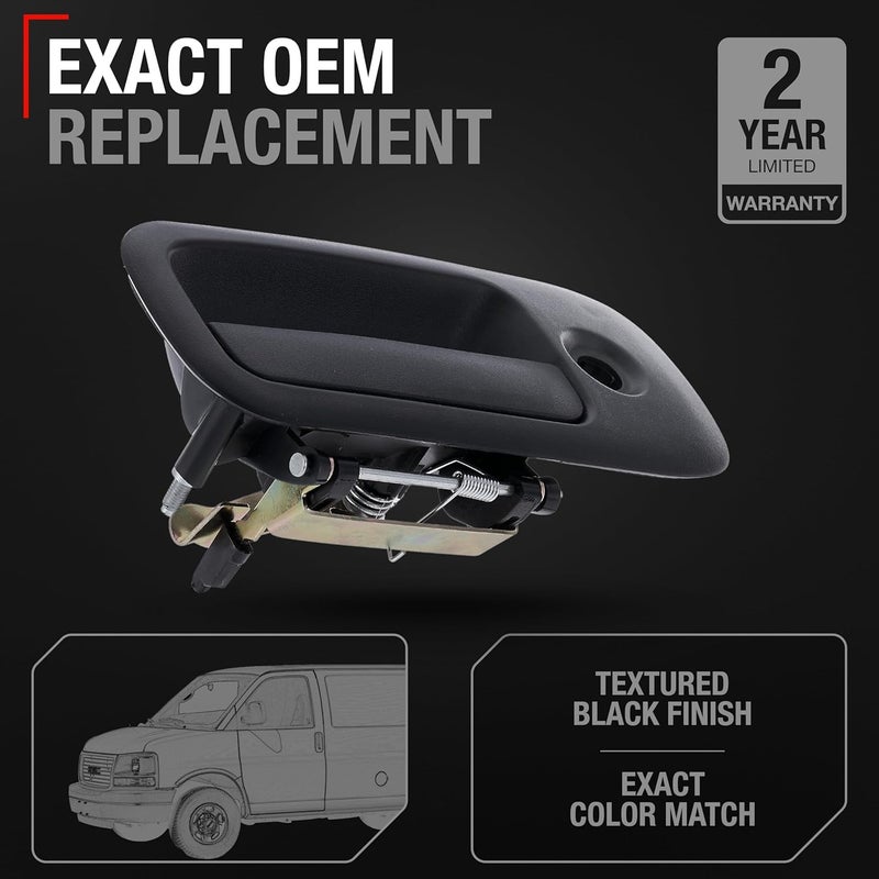 T1A TRUBUILT1 AUTOMOTIVE Exterior Door Handle - Front Left Driver Side for 2010-2016 GM Express Van & GMC Savana - Textured Black - Image 2