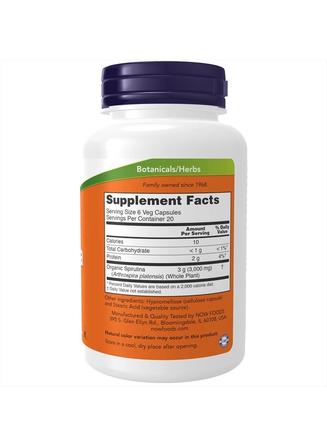 now Supplements, Natural Spirulina 500 mg with Beta-Carotene (Vitamin A) and Vitamin B-12, and naturally occurring Protein and GLA (Gamma Linolenic Acid), 120 Veg Capsules - Image 2
