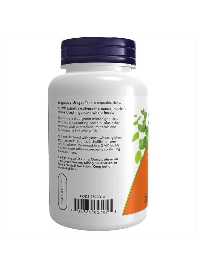 now Supplements, Natural Spirulina 500 mg with Beta-Carotene (Vitamin A) and Vitamin B-12, and naturally occurring Protein and GLA (Gamma Linolenic Acid), 120 Veg Capsules - Image 3