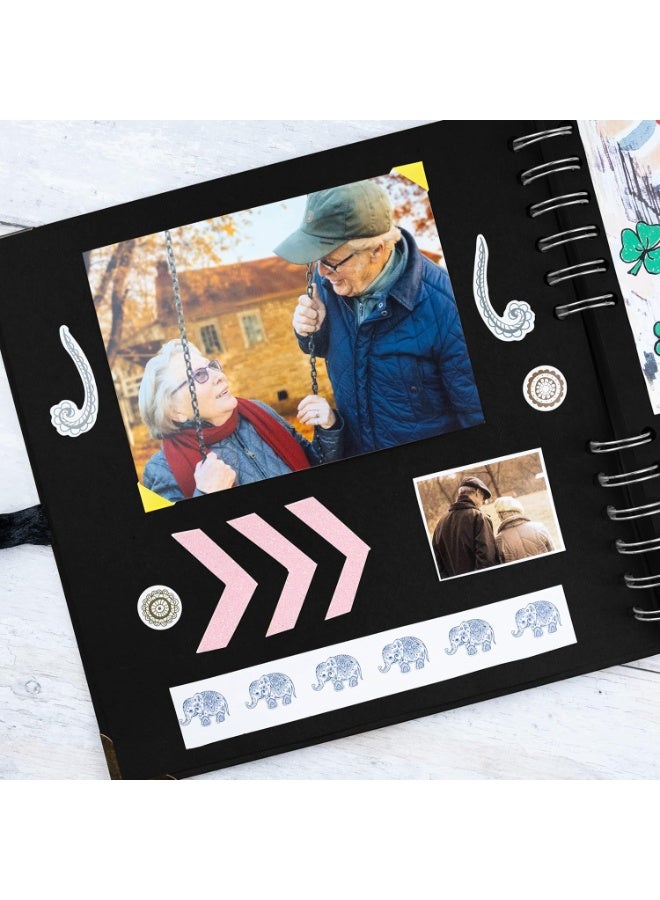 YelaJoy Scrapbook Album 60 Pages (8 X 8 Inch) Black Thick 250gsm Kraft Paper, Corner Protectors - Scrap Book, Ribbon Closure - Ideal for Your Scrapbooking Albums, Art & Craft Project - Image 5