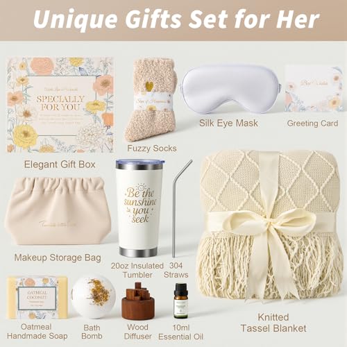 YEERSWAG Birthday Gifts for Women Get Well Gift Baskets for Women Care Package Self Care Gift Box Thinking of You Inspirational Valentines Day Gift Set for Her Wife Firends Beige - Image 3