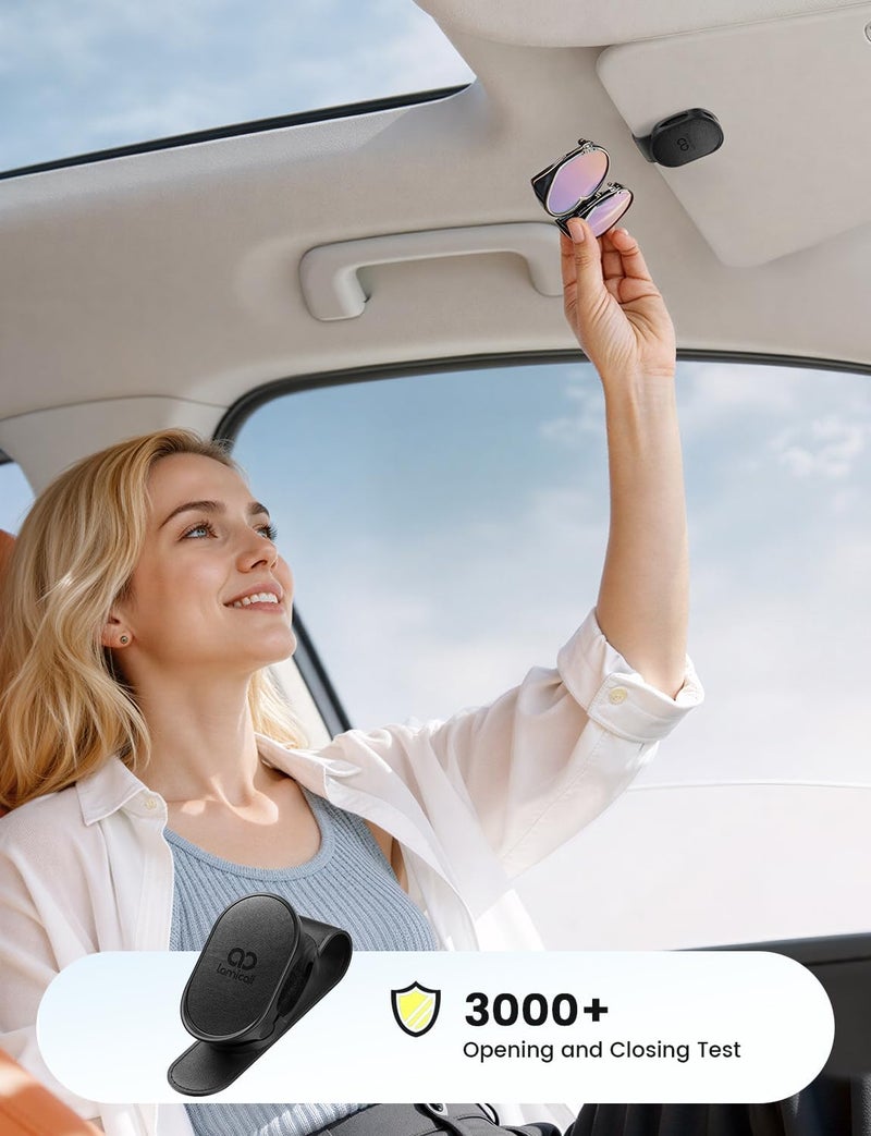 Lamicall Auto-Lock Sunglasses Holder for Car Visor - Black - Image 2