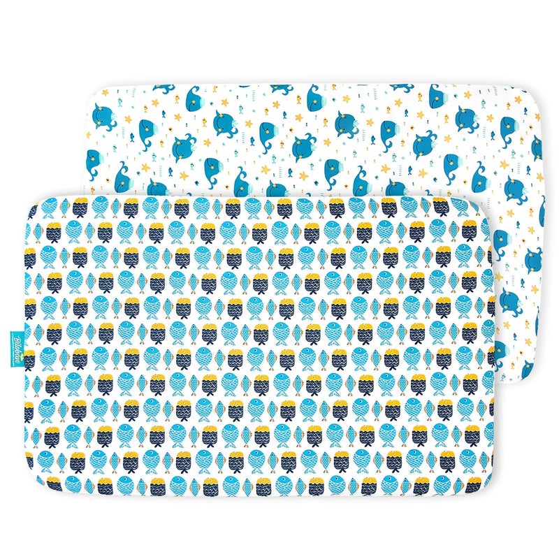 Biloban Pack and Play Sheets Fitted 2 Pack Playard Sheet Fits for Graco Pack n Play Mattress Mini Crib Sheets for Baby Boys  Girl - Image 1