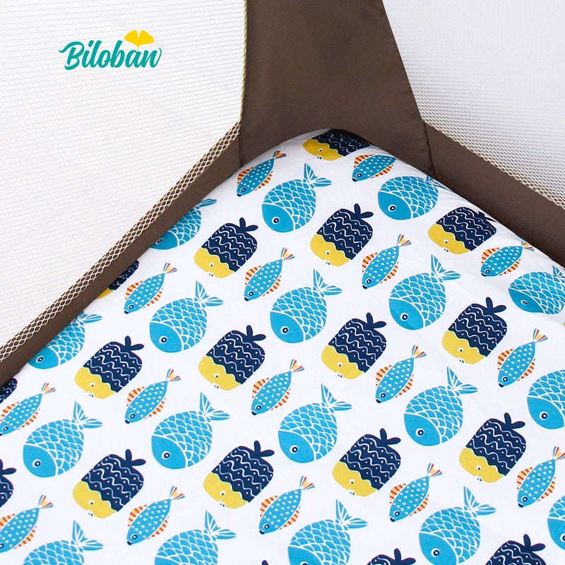 Biloban Pack and Play Sheets Fitted 2 Pack Playard Sheet Fits for Graco Pack n Play Mattress Mini Crib Sheets for Baby Boys  Girl - Image 2