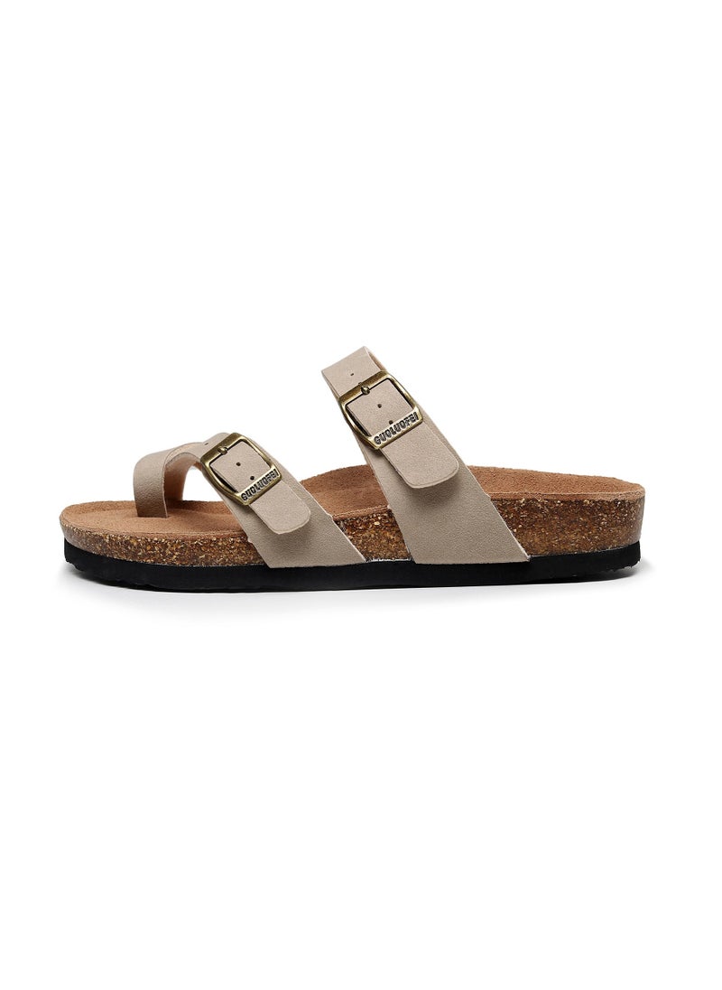 GUOLUOFEI Women Cork Footbed Slide Sandals With Arch Support, Comfortable Beach Sandals For Women Girls Ladies  - Image 1