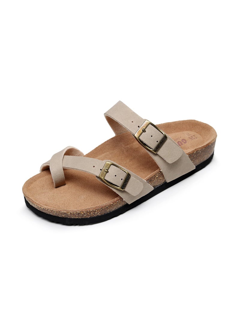 GUOLUOFEI Women Cork Footbed Slide Sandals With Arch Support, Comfortable Beach Sandals For Women Girls Ladies  - Image 2