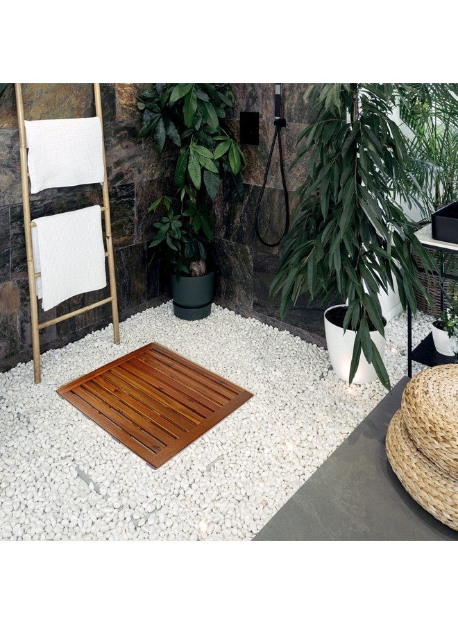DEMIGO Acacia Wood Shower Mat 21x21 Inches by Demigo, Luxury Bath Mat Non Slip for Bathroom Bathtub Shower Spa Garden Home, Wooden Floor Mat Square Large for Outdoor and Indoor  - Image 5