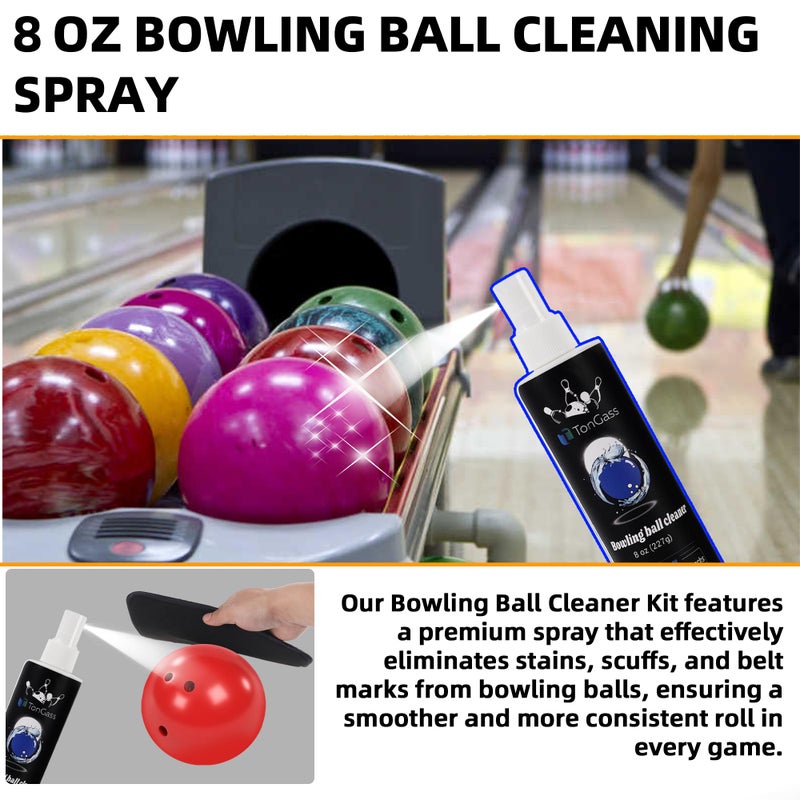 TonGass 3-in-1 Bowling Basics Accessories Kit, Microfiber Bowling Ball Towel Kit, Bowlings Rotating Ball Cup Set, Bowlings Cleaner Spray Set - Image 4