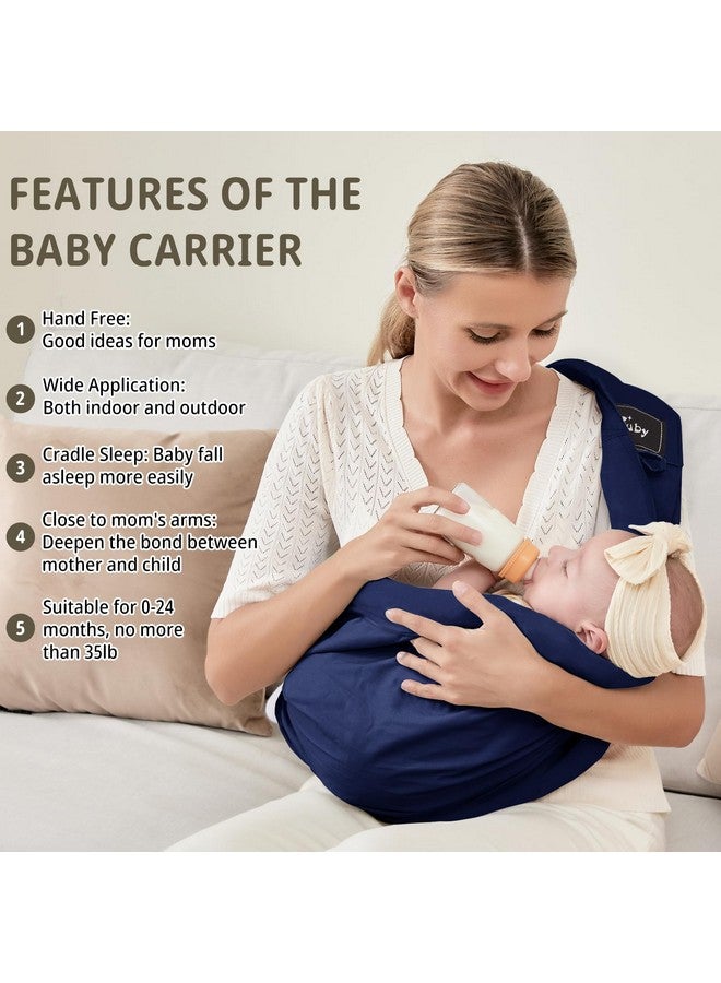 CUBY Baby Carrier by Cuby, Natural Cotton Baby Wraps Sling Baby Holder Extra Comfortable for Easy Wearing Carrying for Newborn, Soft and Adjustable Newborn and Toddler Carrier Slings (Dark Blue) - Image 1