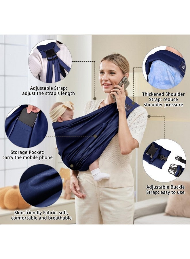CUBY Baby Carrier by Cuby, Natural Cotton Baby Wraps Sling Baby Holder Extra Comfortable for Easy Wearing Carrying for Newborn, Soft and Adjustable Newborn and Toddler Carrier Slings (Dark Blue) - Image 2