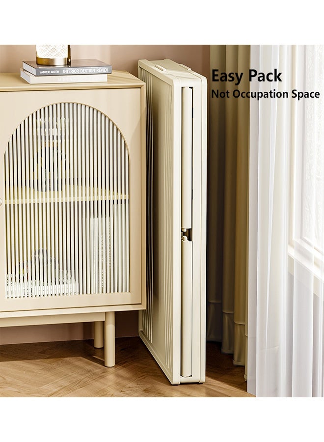 4-Tier Plastic Storage Cabinet with Double Doors, Space-Saving Organizer Cupboard with Wheels for Home & Kitchen (53x32x117 cm) - Image 4